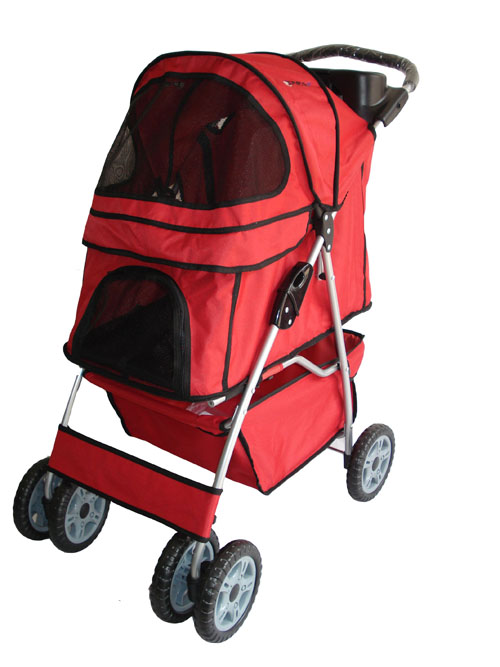New Heavy Duty Red Pet Dog Cat Stroller Carrier